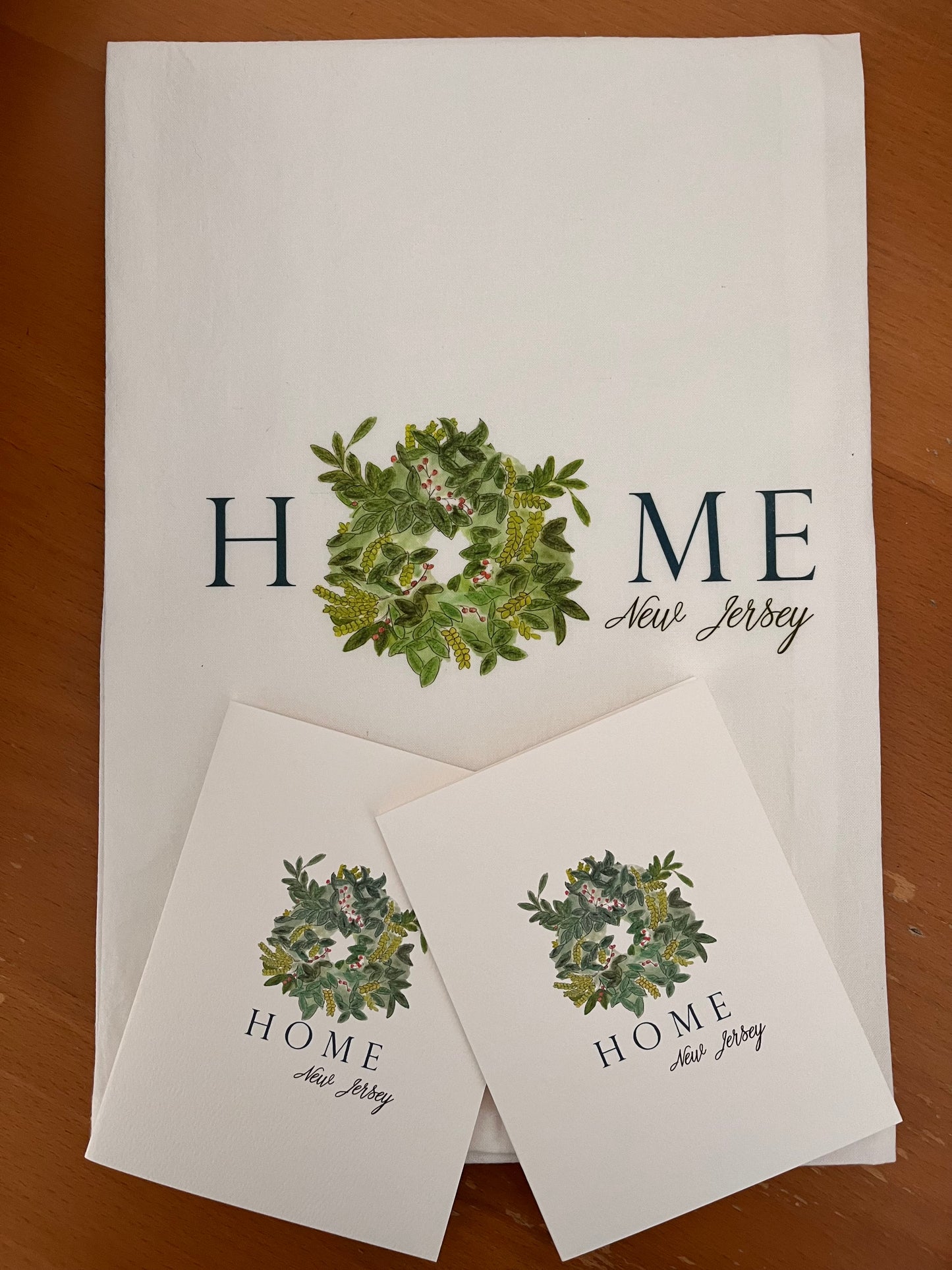 Wreath HOME Tea Towel and Cards Gift Set