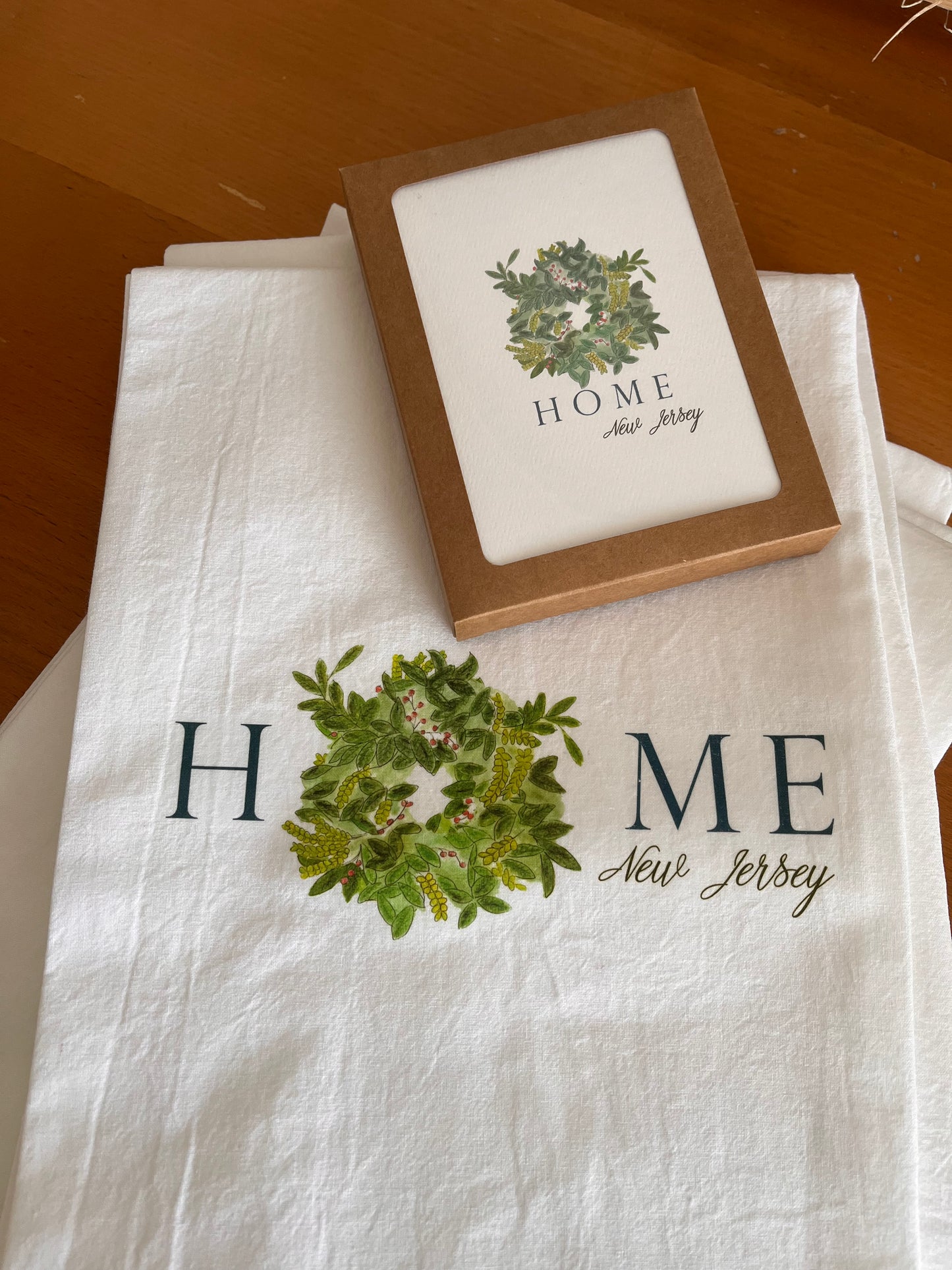 Wreath HOME Tea Towel and Cards Gift Set