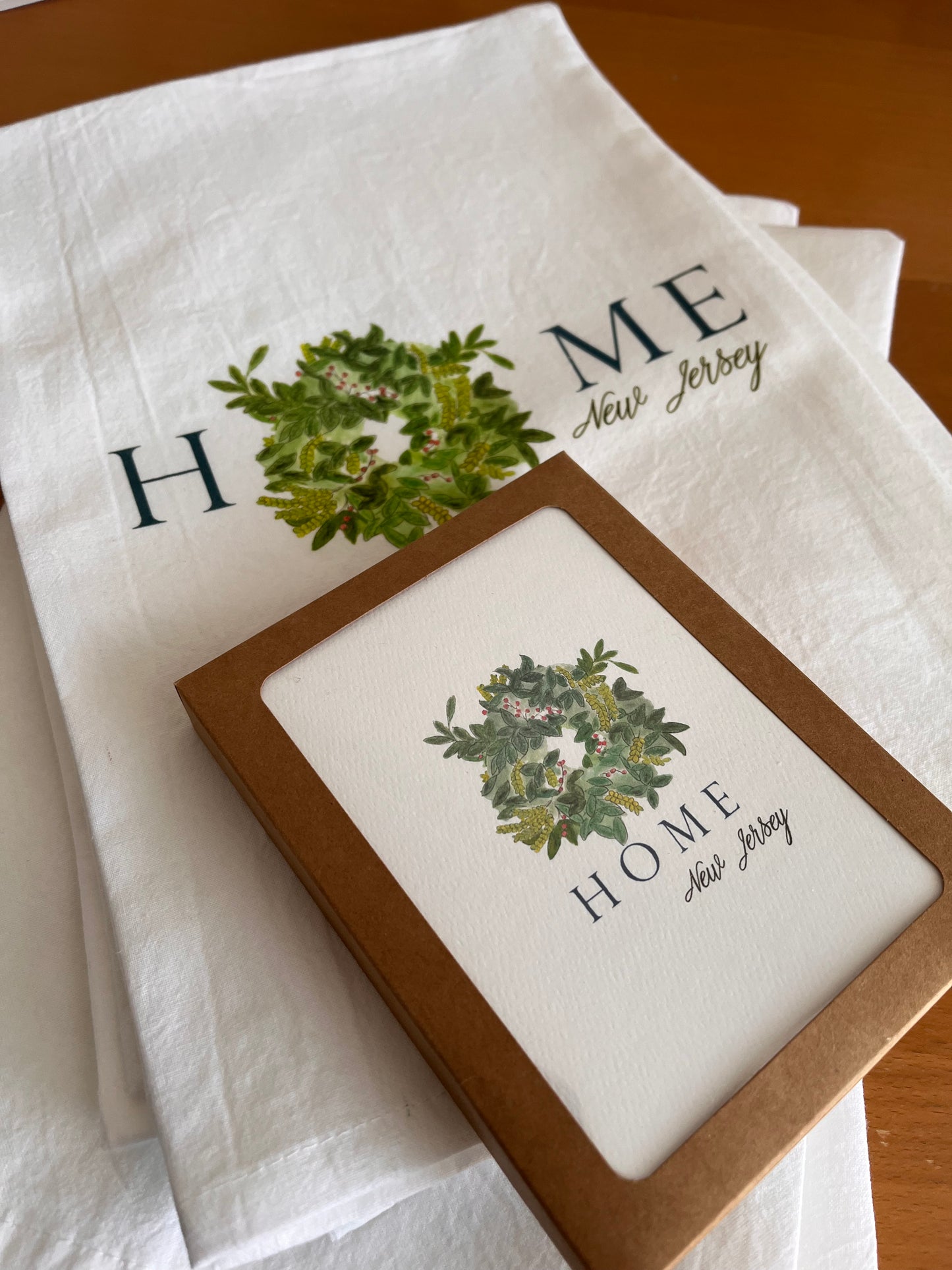 Wreath HOME Tea Towel and Cards Gift Set