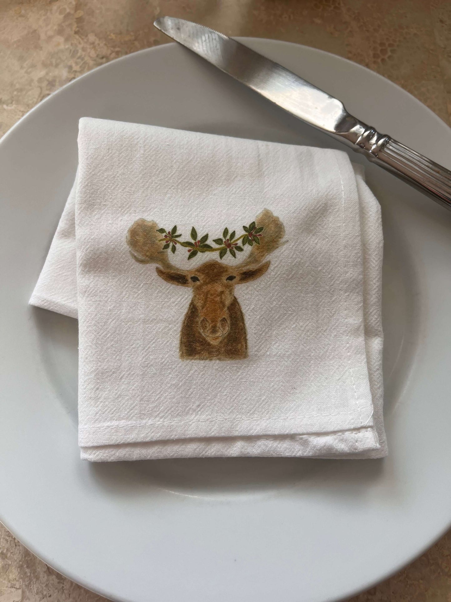 Festive Moose Napkin Set