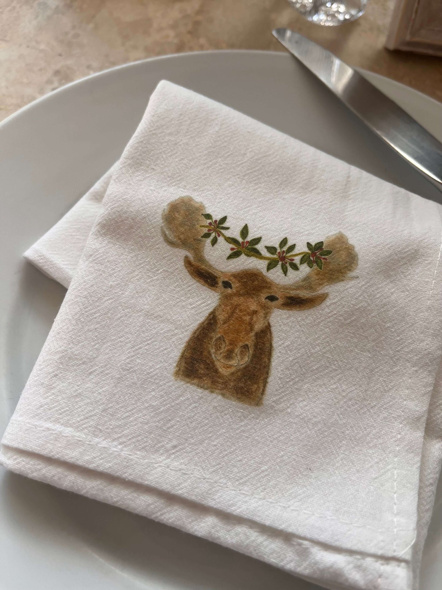 Festive Moose Napkin Set