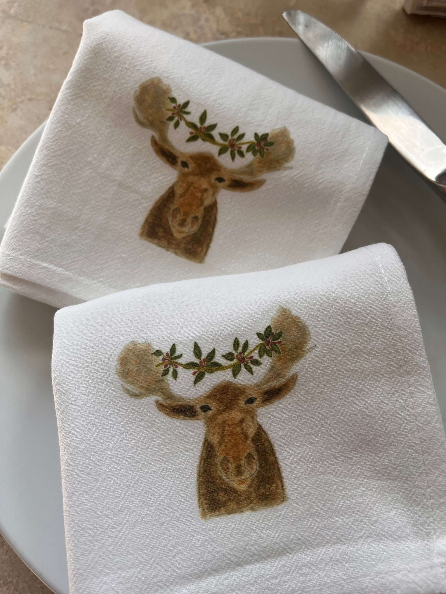 Festive Moose Napkin Set