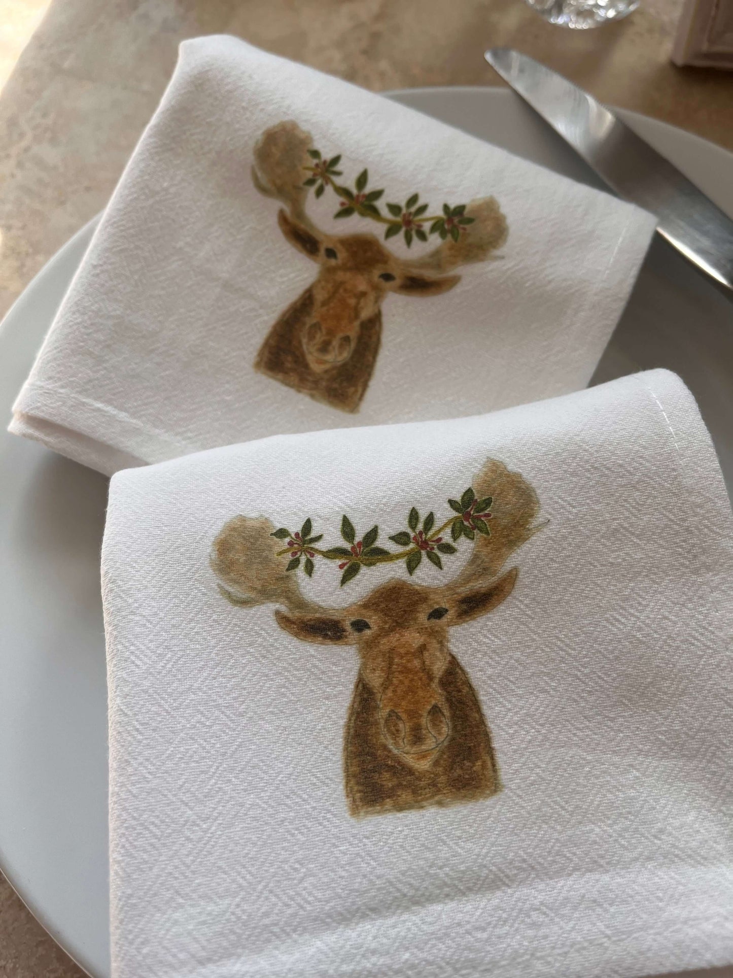 Festive Moose Napkin Set