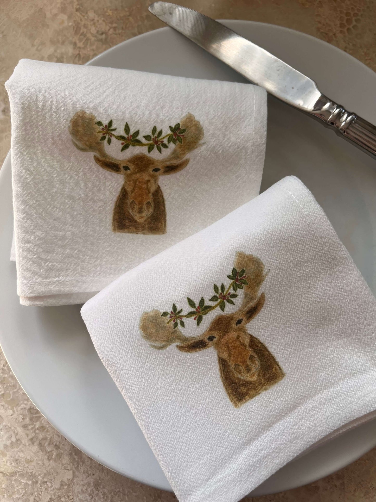 Festive Moose Napkin Set