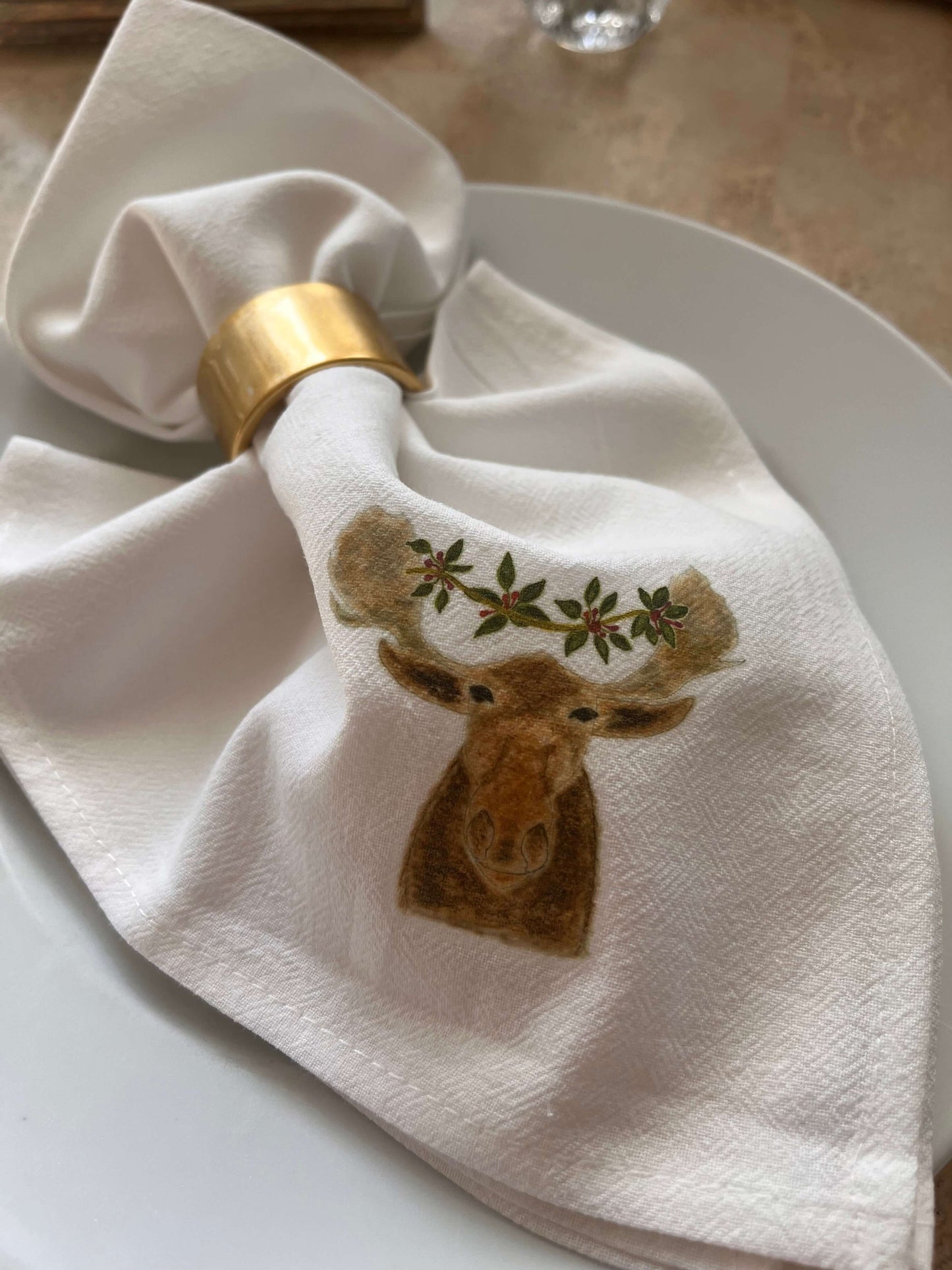 Festive Moose Napkin Set