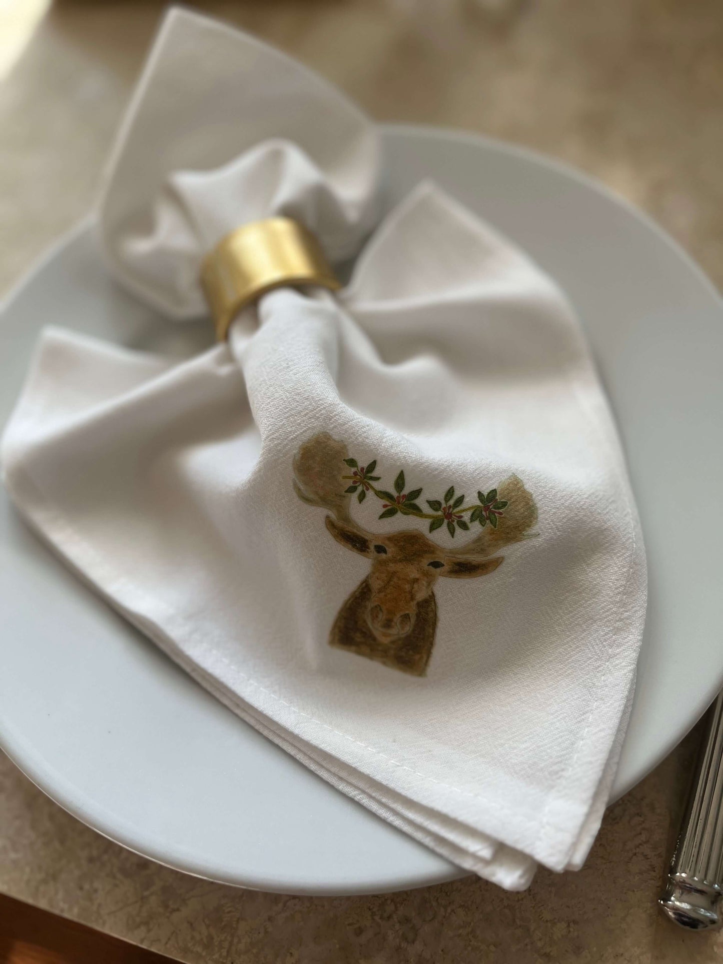 Festive Moose Napkin Set