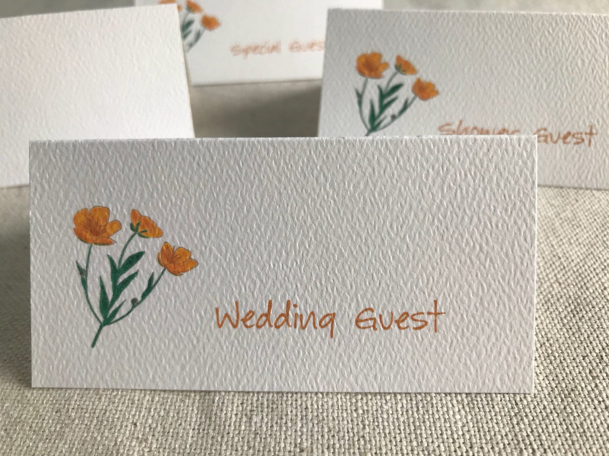 Buttercup Flowers Place Cards, Tented Cards, Personalized Seating, Blank Name Cards, Wedding Event Cards, Tented Cards, Bridal Shower, Party.